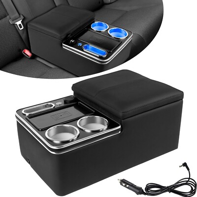 Central Console Armrest Storage BOX+Wireless Charge for Minivan Truck Back  Seat UK