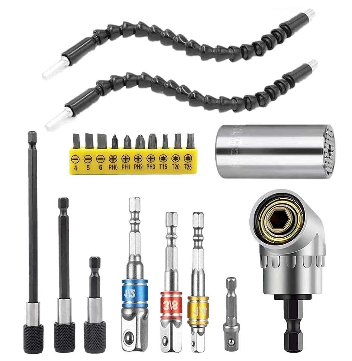 Flexible Right Angle Drill Attachment Kit Flexible Drill Bit Extension ...
