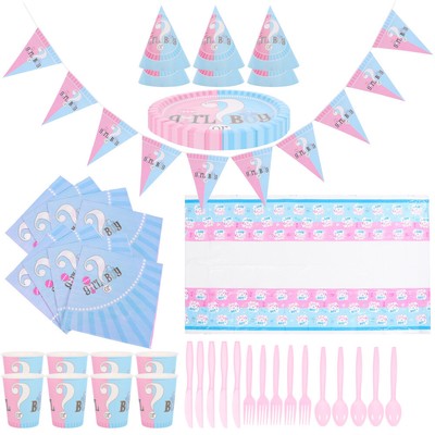  Gender Reveal Party Supplies Children's Birthday Paper Cup Cutlery Set