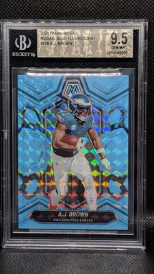 2024 Panini Mosaic A.J. Brown Mosaic Blue Flourescent #12/15 Beckett 9.5 GEM MNT