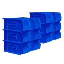Akro-Mils 12 Pack AkroBins Plastic Storage Bins, Space-Saving Organizers, Blue