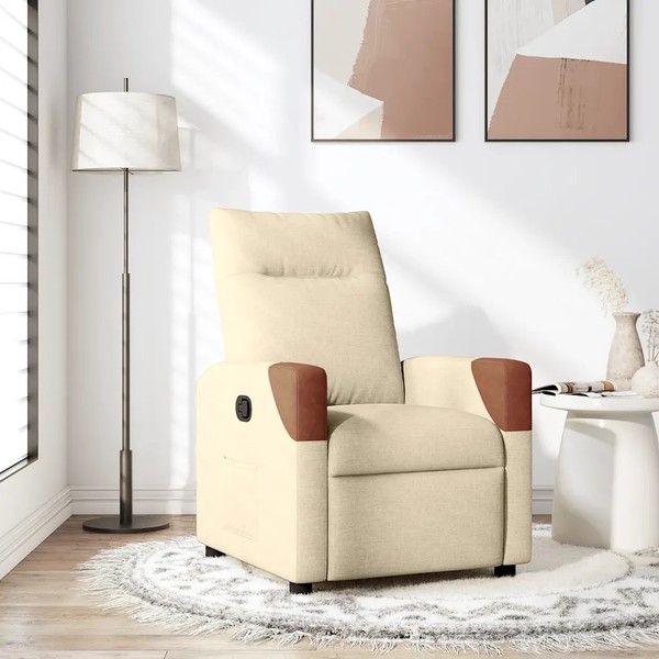 Relaxsessel Stoff Creme Sessel Mit Relaxfunktion Polstersessel-image