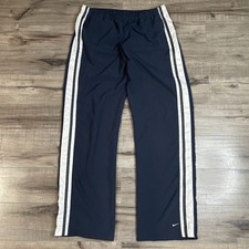 Vintage Y2K Nike Gray Striped Track Pants Baggy Wide Leg L 12-14 Activewear