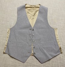 Vintage Mens Vest Reversible Gray Suit Vest 60s Tweed Waistcoat Formal Business