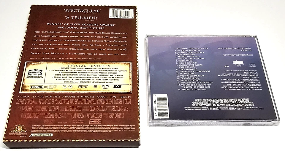Dances With Wolves Special Edition DVD 2003 & CD Soundtrack 2-Lot Mint Discs - Image 2 of 4