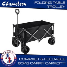 Table Trolley Folding Camping Cart Festival Foldable Wagon with Table & Handle