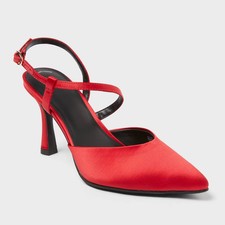 Women  s Rosemary Heels with Memory Foam Insole - A New Day Red