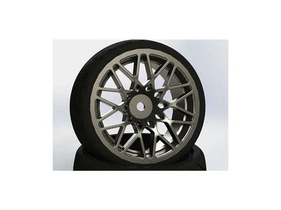 Fastrax Straßenreifen 1:10 auf Sternspeichenfelge gun metal (4 St.) - FAST0089GM