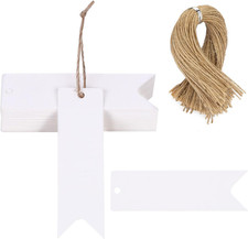 100PCS Gift Tags with String Attached, 2.8X0.8 Inch Kraft Paper Hang Tags for Cl