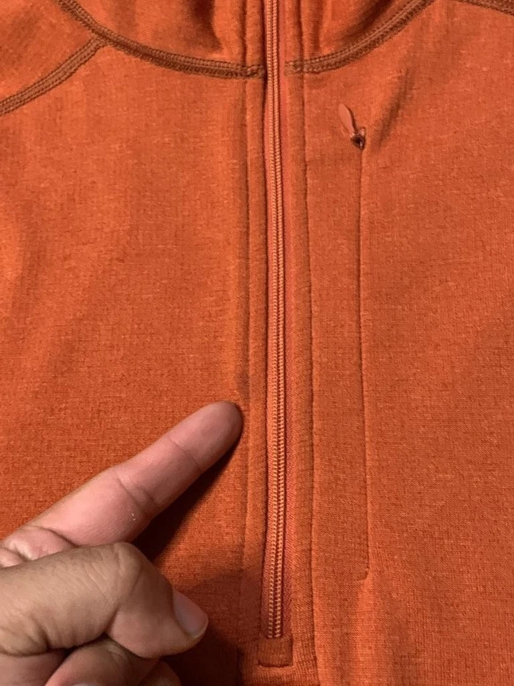 Patagonia Capilene Pullover Mens XL Orange Quarter Zip Grid Fleece Baselayer - Image 3 of 4