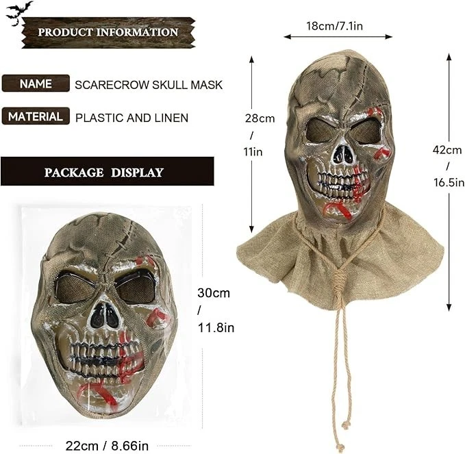 Scarecrow Mask Batman Horror Halloween Cosplay Latex Bat Man Scary Scare Crow 3! - Image 2 of 4