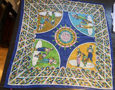 Vintage 1970's Baseball Themed Scarf Psychedelic Retro Rare 