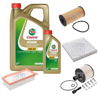 FEBI BILSTEIN Inspektionspaket 6L CASTROL EDGE 5W-30 M für Dacia Sandero II