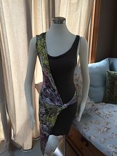 Anthropologie Leifsdottir Crushed Chroma Olive Pink Abstract Asymmetric Dress XS