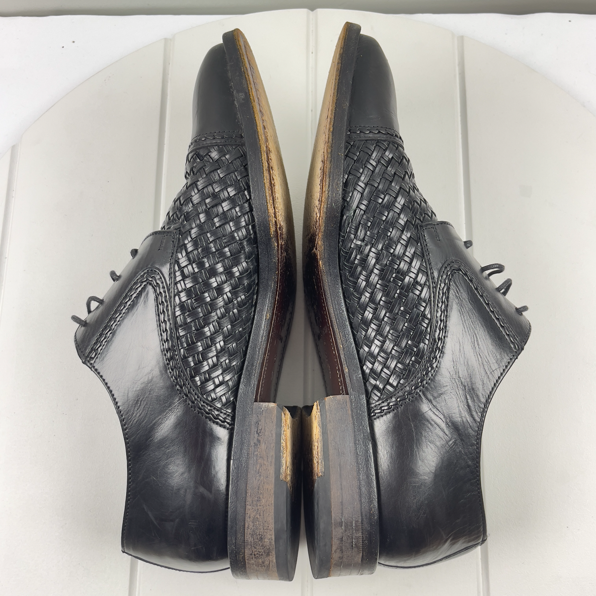 PRINCIPE Oxford Mens 9 Dress Shoes Hand Made Woven Black Leather Captoe ITALY Bruno Marc Italy Men main image 4