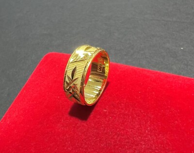 24K Yellow Gold Flat Shape Unisex Design Ring | eBay
