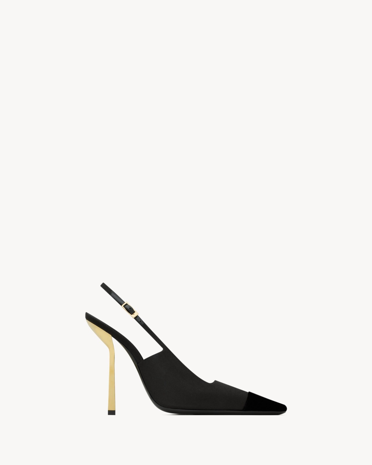 YSL Saint Laurent INES décolleté slingback raso crepe velluto nero 38 8 7 5 $1.050