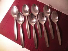 8 Oval Soup Spoons Cambridge Stainless Lumina Sand Satin Glossy Accent 8"