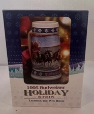 1995 Budweiser Holiday Stein "Lighting the Way Home" New in Original Box Vintage