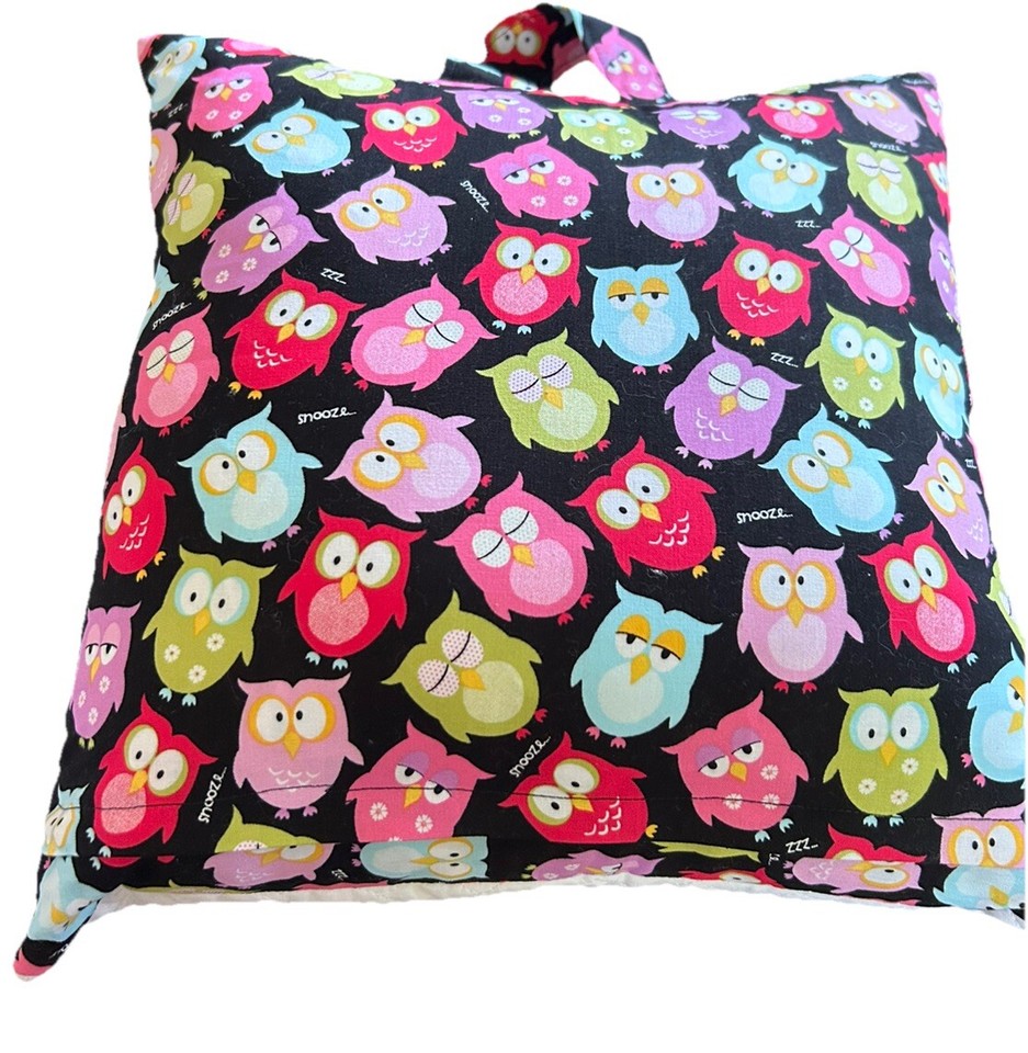 Owl Pillow Cover & Insert Book Pajama Pocket Quilter Embroidered GIFT