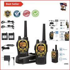 Black/Yellow Splash-Resistant GMRS Walkie Talkie Set with Channel Scan & Alerts