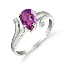 18K. SOLID GOLD RING WITH NATURAL DIAMONDS & AMETHYST