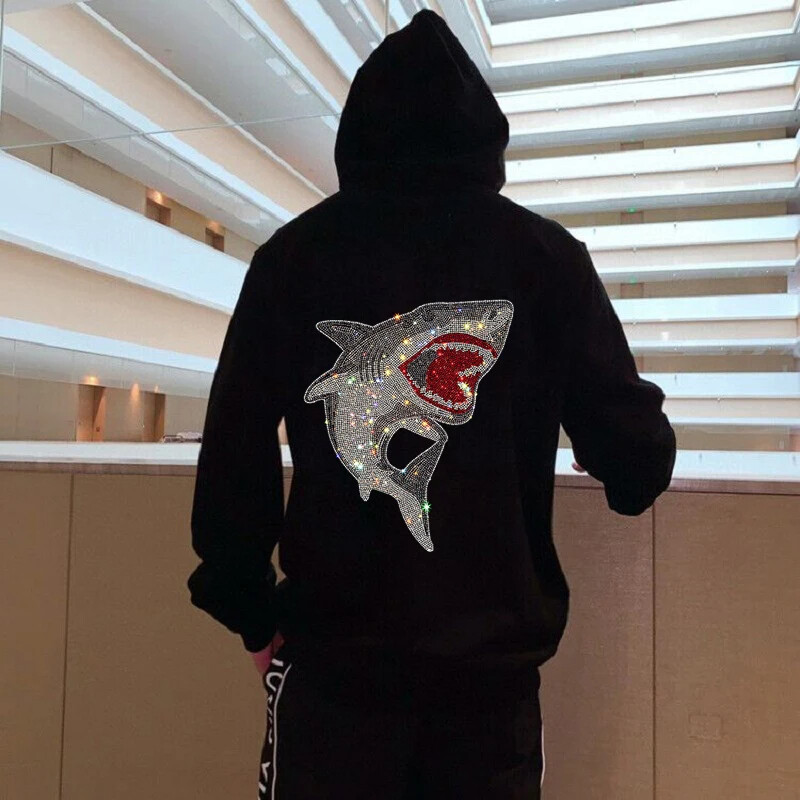 ぐりSHANK スウェット XL SHARK BIG SWEAT Sweater 69 Shark Hoodie New Men Fashion Shark Trend Hot Drill