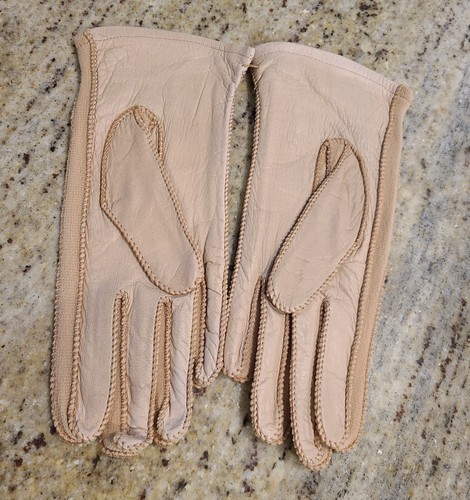 Neu! Vintage Größe L hellbraun echtes Hirschleder weiches Leder 8,5" Handschuhe Stretch Finger - Bild 7 von 17