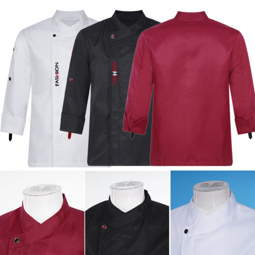 Unisex Shirts Chef Coat Womens Jacket Long Sleeve Costume Hotel Workwear Cafe - Afbeelding 1 van 44