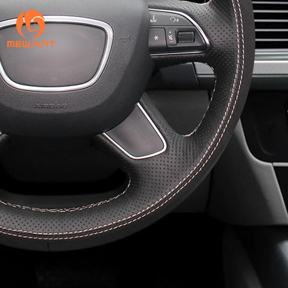 Suede Leather Steering Wheel Cover for Audi Q7 2012-2015 Q5 Q3 A4 B8 A6 #BA117 — 第 4/4 张图片