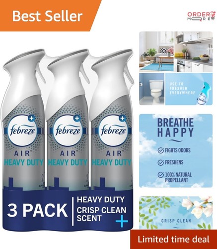 Heavy Duty Odor-Fighting Air Freshener - 8.8oz Crisp Clean Scent, 3 Count