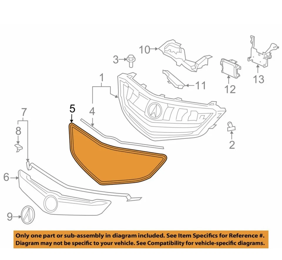 15-17 Acura TLX OEM parrilla envolvente ajuste 75105TZ3A01 Foto 4 de 4