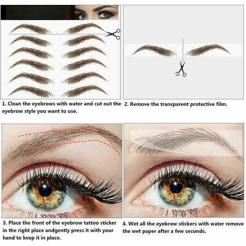 Eyebrow Tattoos 4D Hair-Like Waterproof Stickers Brown/Black Makeup Temporary - 第 2/21 張圖片
