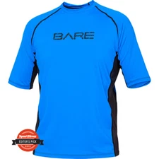 Bare Sunguard Men's Rash Guard - Short Sleeve Blue - Size S(006132BLU-10S)