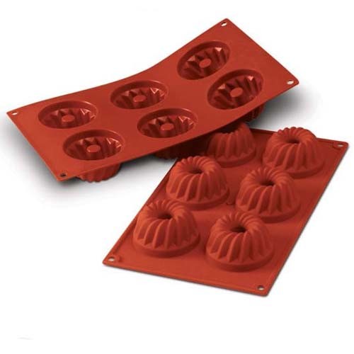 Silikomart Silicone Bakeware Kugelhopf 2.7 Oz, 2.76&amp;amp;amp;#034; Dia x 1.42&amp;amp;amp;#034;, 6 Cavities