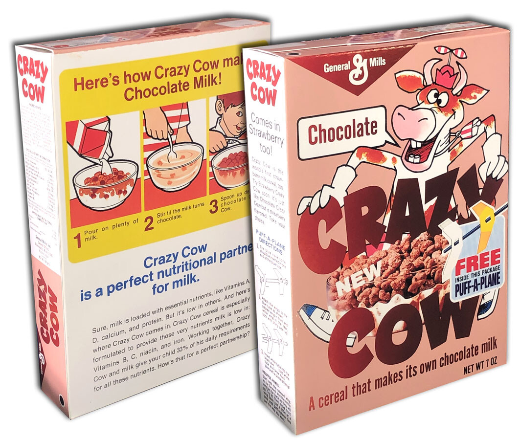 General Mills CRAZY COW (Chocolate Test Market) Cereal BOX (BOX