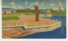 DE Postcard Carl Miles Monument In Christina Park - Wilmington c1950 vtg linen M