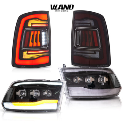VLAND Projector Headlights+Clear Tail Lights For 09-18 Dodge RAM 1500/2500/3500