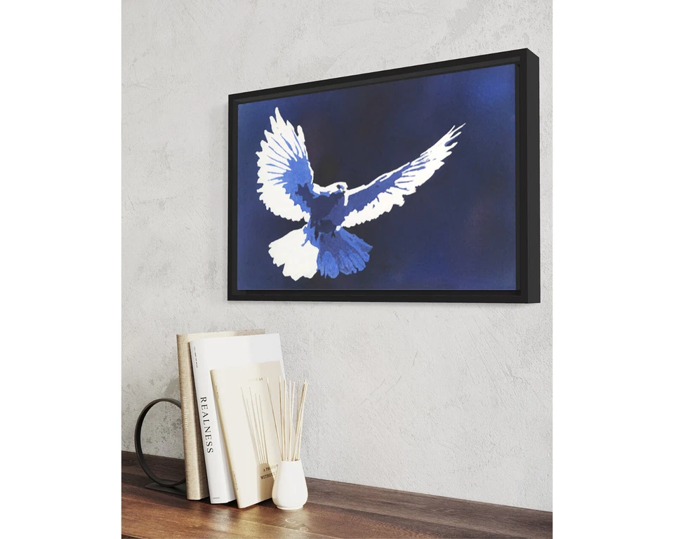 Dove colorful watercolor painting trendy wall art blue handmade art (print) - Image 2 of 4