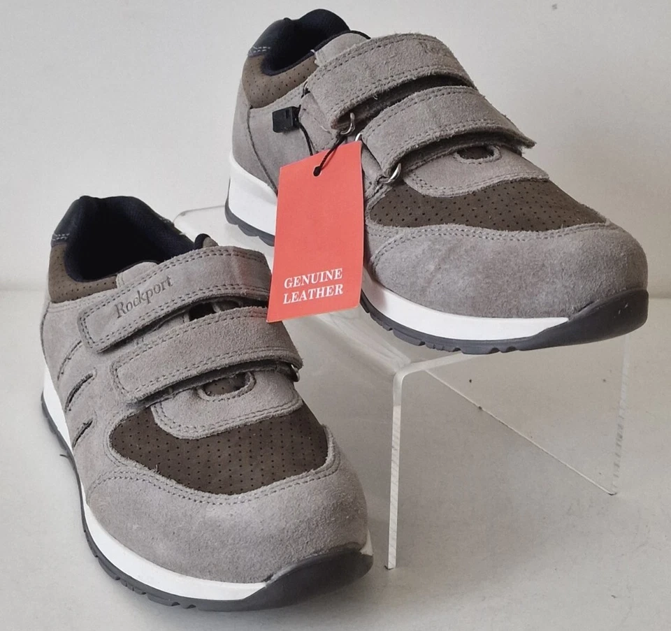 Rockport Arbor Kinder Jungen Freizeit Sneaker Schuhe Grau Leder Obermaterial Gr. 2 Neu