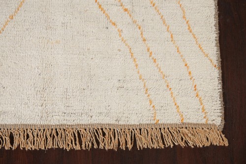 5x8 Geometric Moroccan Oriental Area Rug Hand-knotted Wool IVORY/ ORANGE Carpet - Picture 6 of 12