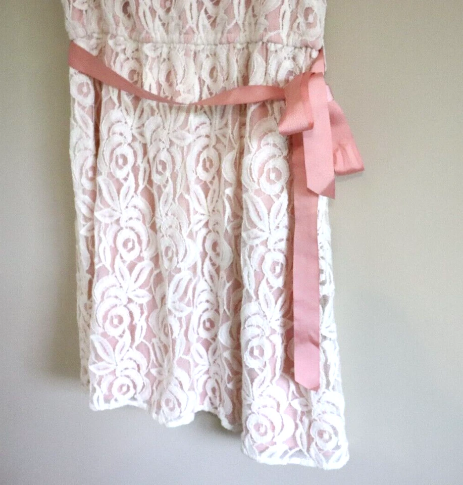 Vestido para mujer Siena Studio sin mangas bordado de encaje, talla 16, blanco/rosa Foto 4 de 4