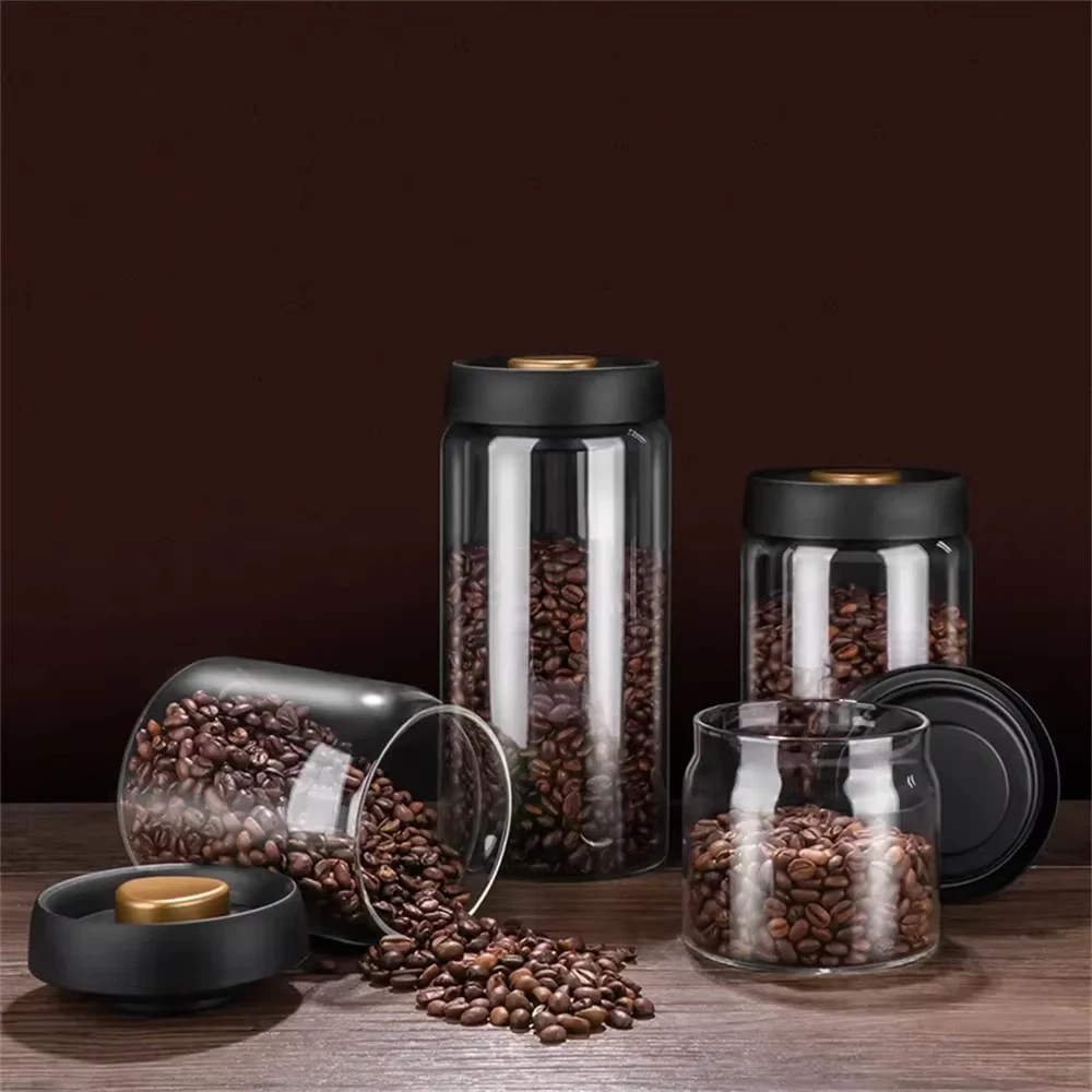 Coffee Beans Vacuum Sealed Tank Transparent Glass Food Storage Jars Household Mo