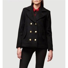 Frame Oversized Wool Peacoat In Black Size Xs