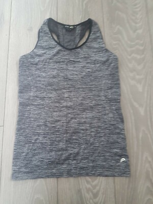 Tesco F&F Active Grey Black Marl Sports Top Vest Running Gym UK S