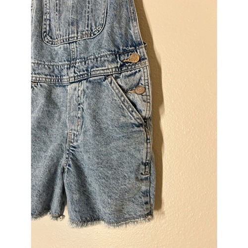 Gap Short Overalls Girls Sz M/8 Medium Wash Raw Hem Shortalls - Picture 2 of 8
