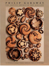 1993 AMERICAN INDIAN BASKET EXHIBIT PRINT AD, PHILIP GARAWAY GALLERY PRINT AD