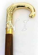Vintage Style Brass Designer Handle Walking Stick Wooden Classic Handmade Cane