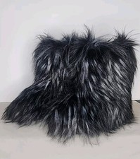 Women's Hot New Faux Fur Fuzzy Fluffy Round Toe Mid-Calf Winter Snow Boots 5.5