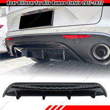 For 17-22 Alfa Romeo Stelvio Gloss Blk Rear Bumper Diffuser Spoiler Veloce Style
